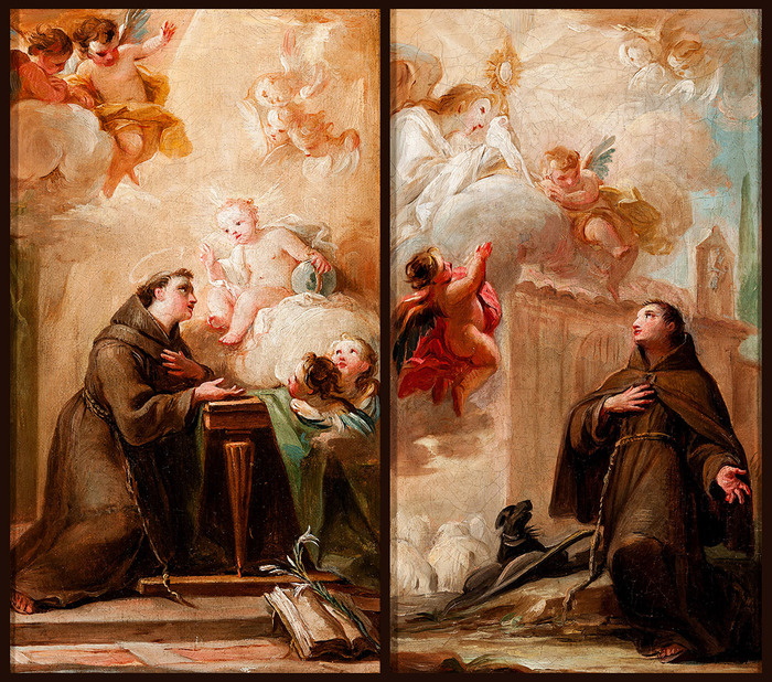 L’Apparition de l’Enfant Jésus à saint Antoine de Padoue, et le Saint Pascal Baylon adorant l’Eucharistie 